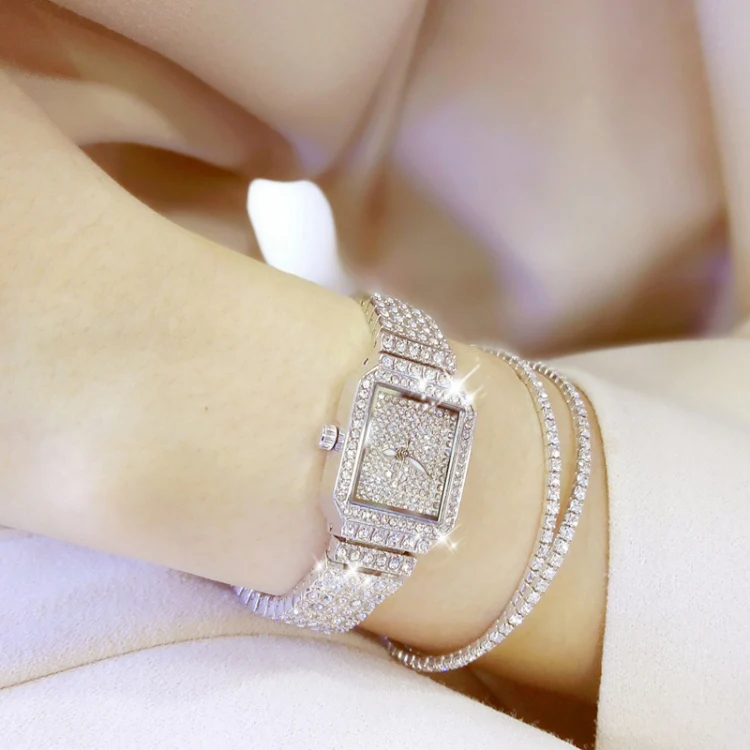 BS Bee Sister F0510B Ladies Diamond Watch Jewelry Chain Watch(Silver) - Image 4