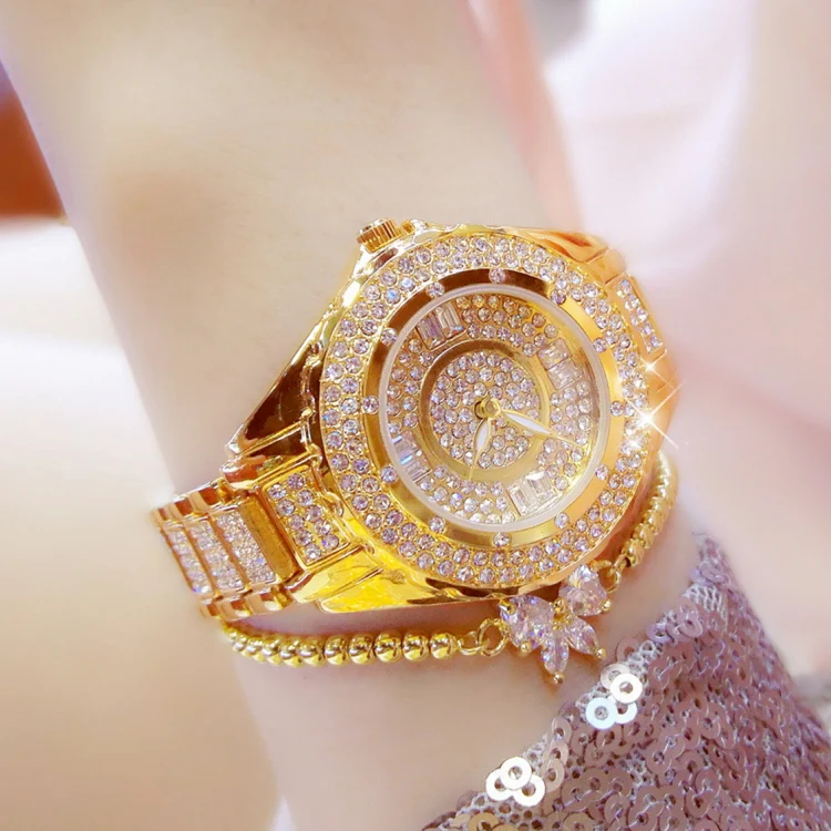 BS Bee Sister FA0917L Niche Full Diamond Ladies Watch(Gold) - Image 2