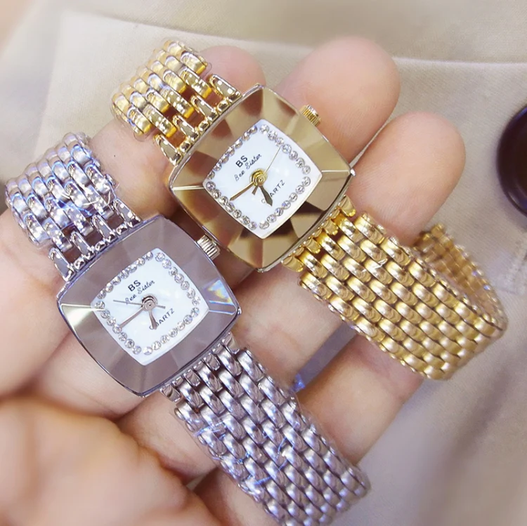 BS Bee Sister FA1197 Square Dial Stainless Steel Strap Ladies Simple Watch(Gold) - Image 4
