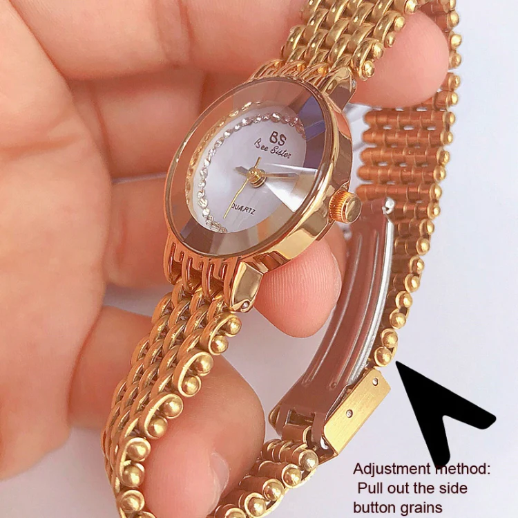 BS Bee Sister FA1197 Square Dial Stainless Steel Strap Ladies Simple Watch(Gold) - Image 5