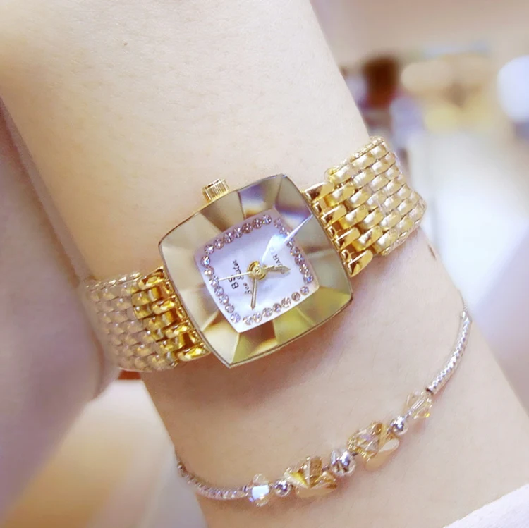 BS Bee Sister FA1197 Square Dial Stainless Steel Strap Ladies Simple Watch(Gold) - Image 6