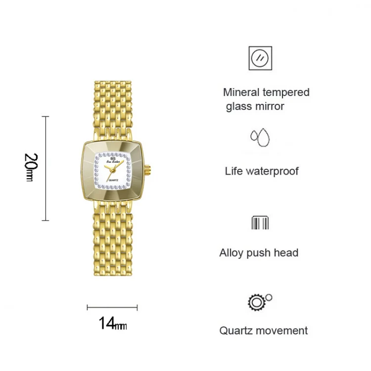 BS Bee Sister FA1197 Square Dial Stainless Steel Strap Ladies Simple Watch(Silver) - Image 3
