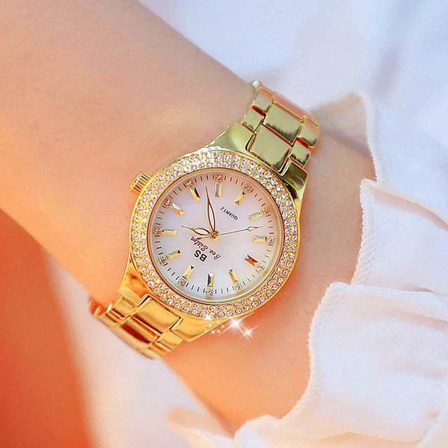 BS bee sister FA1258 Women Round Case Diamond Alloy Strap Watch(Gold)