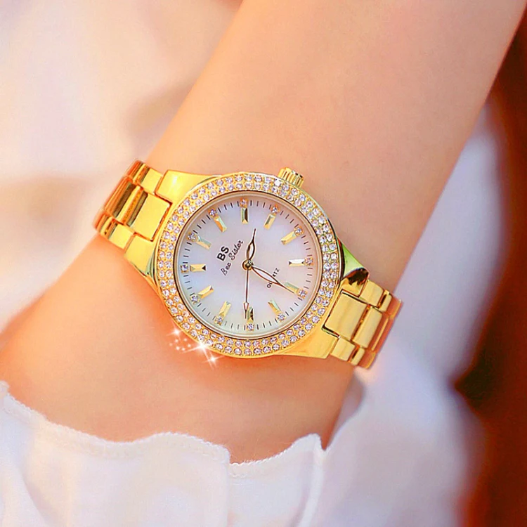 BS bee sister FA1258 Women Round Case Diamond Alloy Strap Watch(Gold) - Image 3