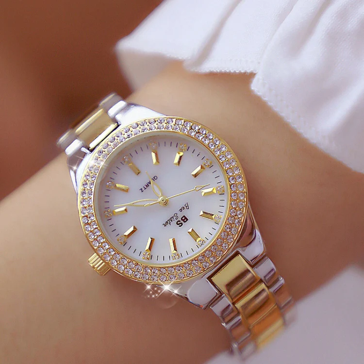 BS bee sister FA1258 Women Round Case Diamond Alloy Strap Watch(Interval Gold) - Image 2