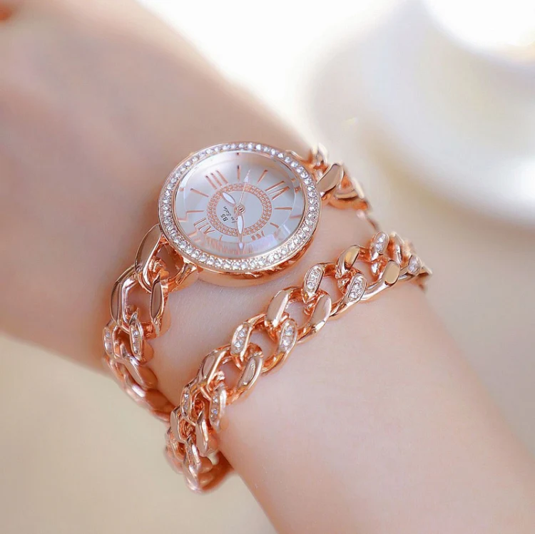 BS Bee Sister FA1329 Double Link Niche Roman Numeral Dial Ladies Watch(Rose Gold) - Image 3