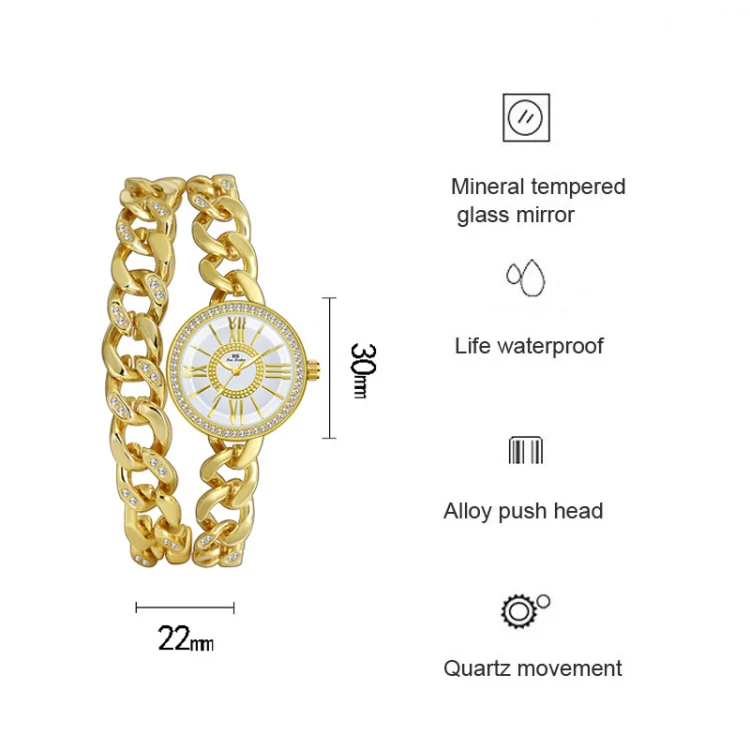 BS Bee Sister FA1329 Double Link Niche Roman Numeral Dial Ladies Watch(Rose Gold) - Image 6