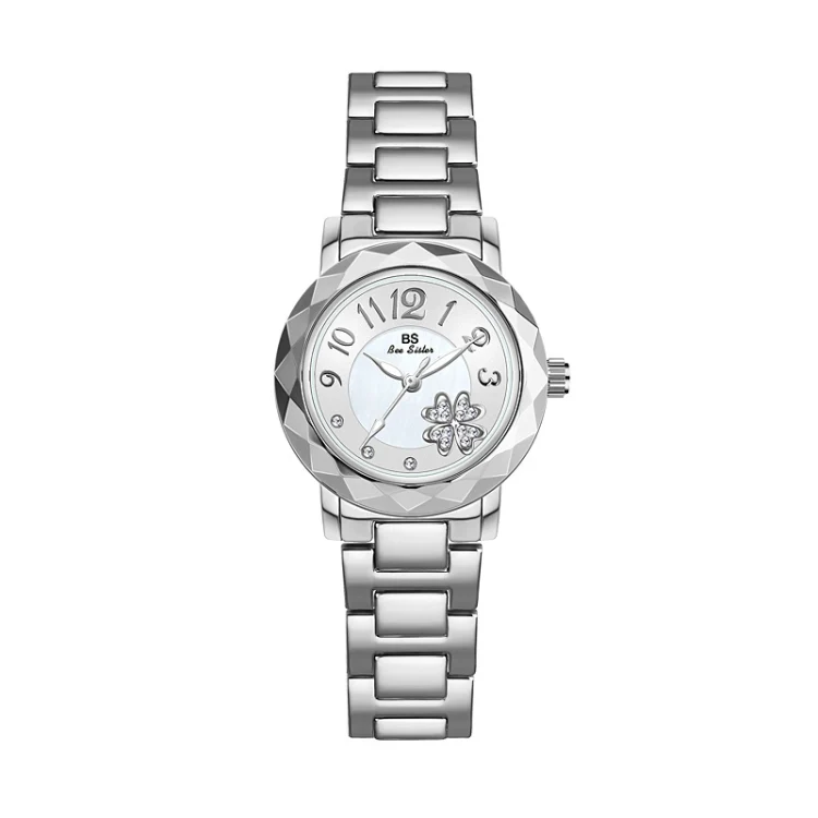 BS Bee Sister FA1481 Flower Embellished Ladies Alloy Watch Wrist Watches(Silver)