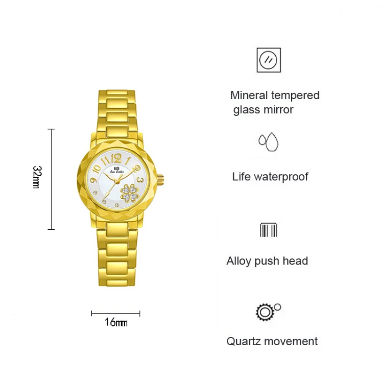 BS Bee Sister FA1481 Flower Embellished Ladies Alloy Watch Wrist Watches(Silver) - Image 3