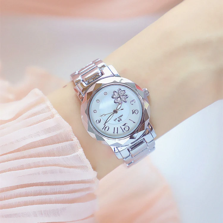 BS Bee Sister FA1481 Flower Embellished Ladies Alloy Watch Wrist Watches(Silver) - Image 6