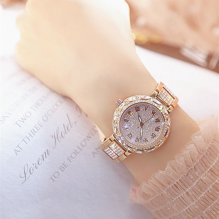 BS Bee Sister FA1499 Ladies Diamond Watch Jewelry Chain Watch(Rose Gold) - Image 6