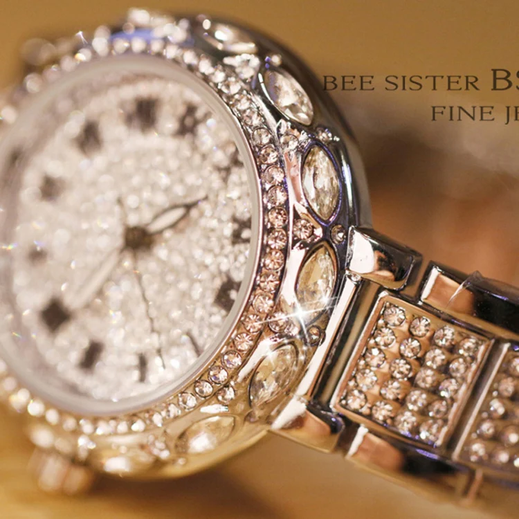 BS Bee Sister FA1499 Ladies Diamond Watch Jewelry Chain Watch(Silver) - Image 5