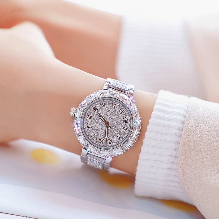 BS Bee Sister FA1499 Ladies Diamond Watch Jewelry Chain Watch(Silver) - Image 6