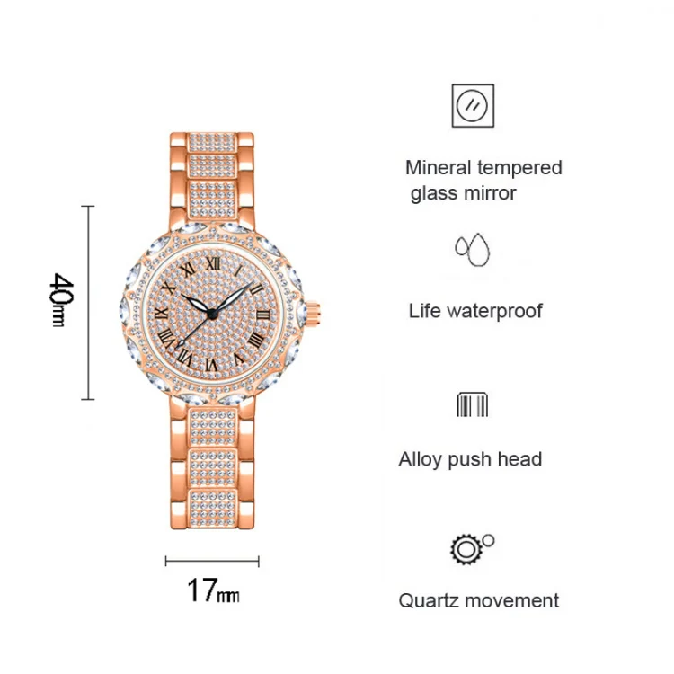 BS Bee Sister FA1499 Ladies Diamond Watch Jewelry Chain Watch(Silver Golden) - Image 3
