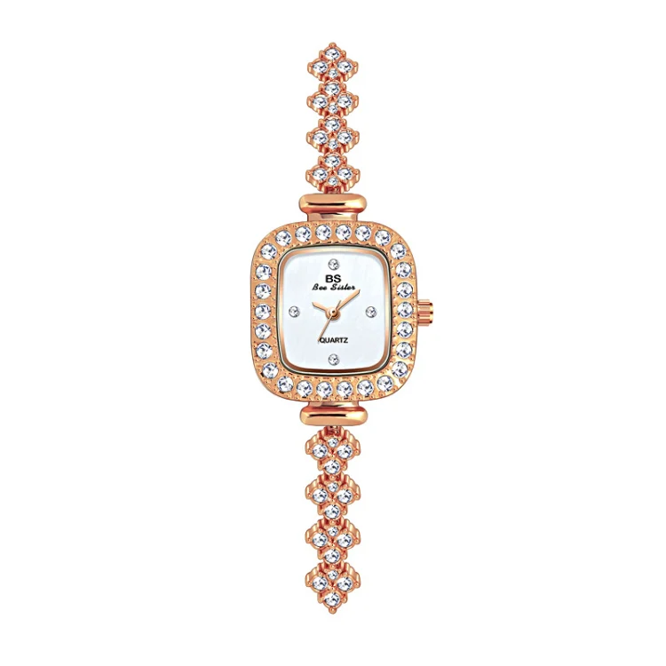 BS Bee Sister FA1518 Women Diamond Watch Bracelet Watch(Rose Gold)