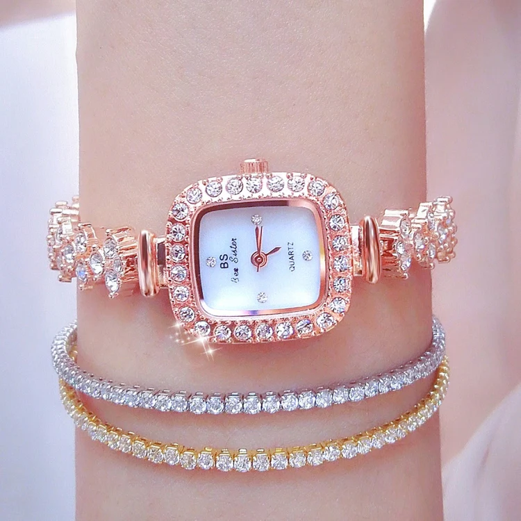 BS Bee Sister FA1518 Women Diamond Watch Bracelet Watch(Rose Gold) - Image 2
