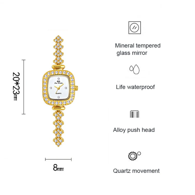 BS Bee Sister FA1518 Women Diamond Watch Bracelet Watch(Rose Gold) - Image 4