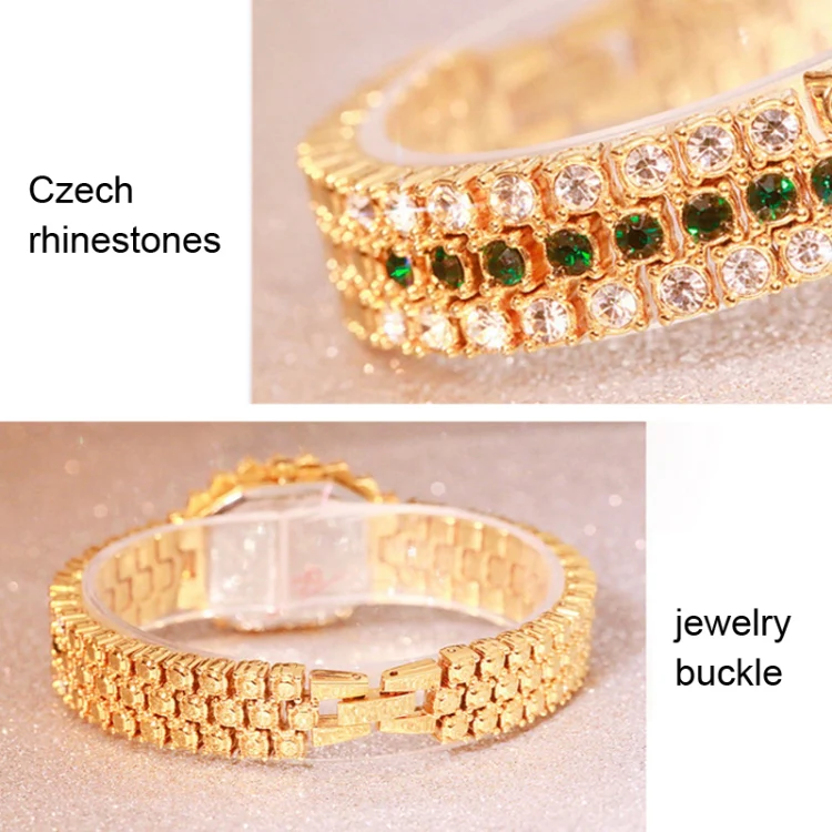 BS Bee Sister FA1580 Sparkling Full Diamond Watch Temperament Women Chain Watch(Golden Green) - Image 6