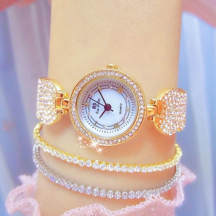 BS Bee Sister FA1606 Diamond Inlaid Ladies Watch Jewelry Chain Watch(Gold) - Image 5