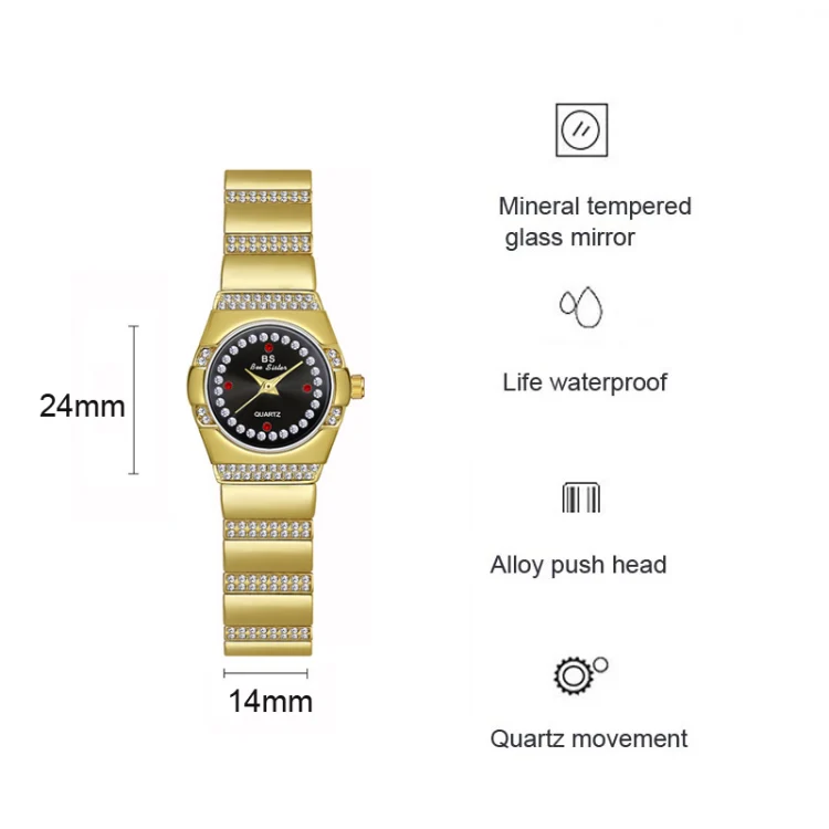 BS Bee Sister FA1647 Classic Ladies Watch Diamond Wrist Watch(Golden White) - Image 3