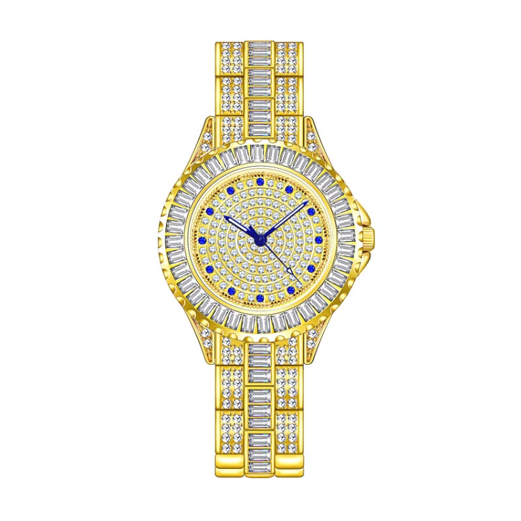 BS Bee Sister FA1686 Diamond Inlaid Ladies Watch Jewelry Chain Watch(Gold)