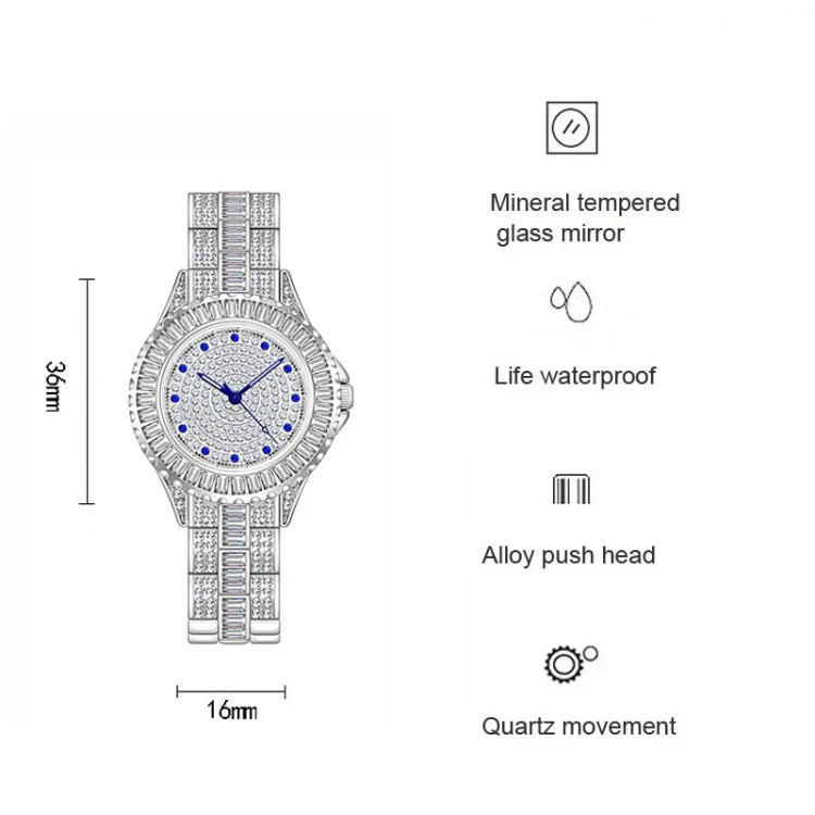 BS Bee Sister FA1686 Diamond Inlaid Ladies Watch Jewelry Chain Watch(Silver) - Image 3