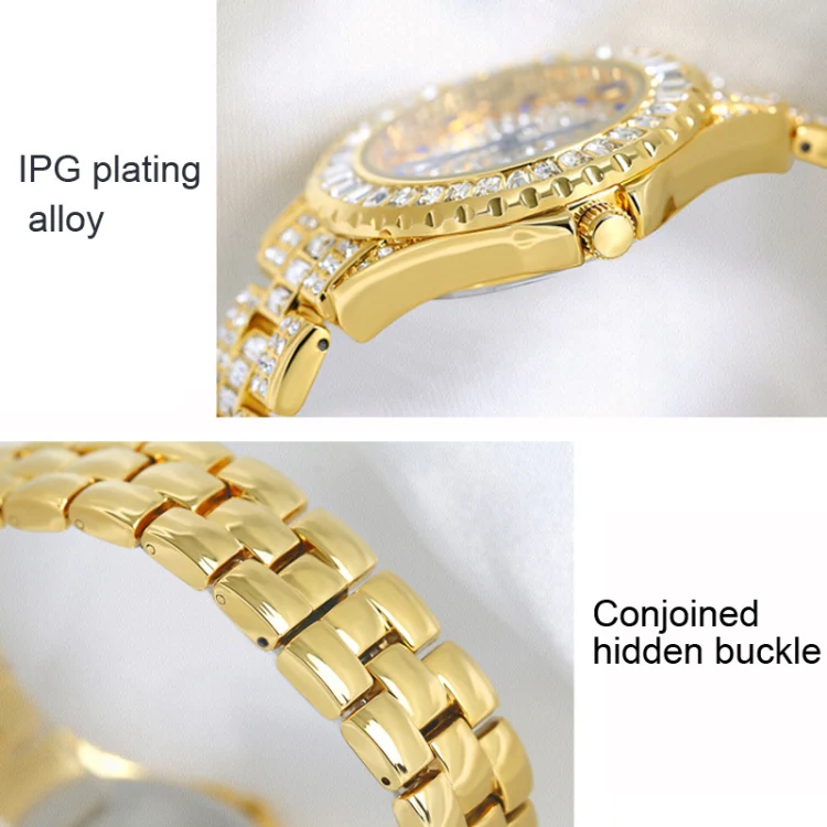 BS Bee Sister FA1686 Diamond Inlaid Ladies Watch Jewelry Chain Watch(Silver Golden) - Image 4