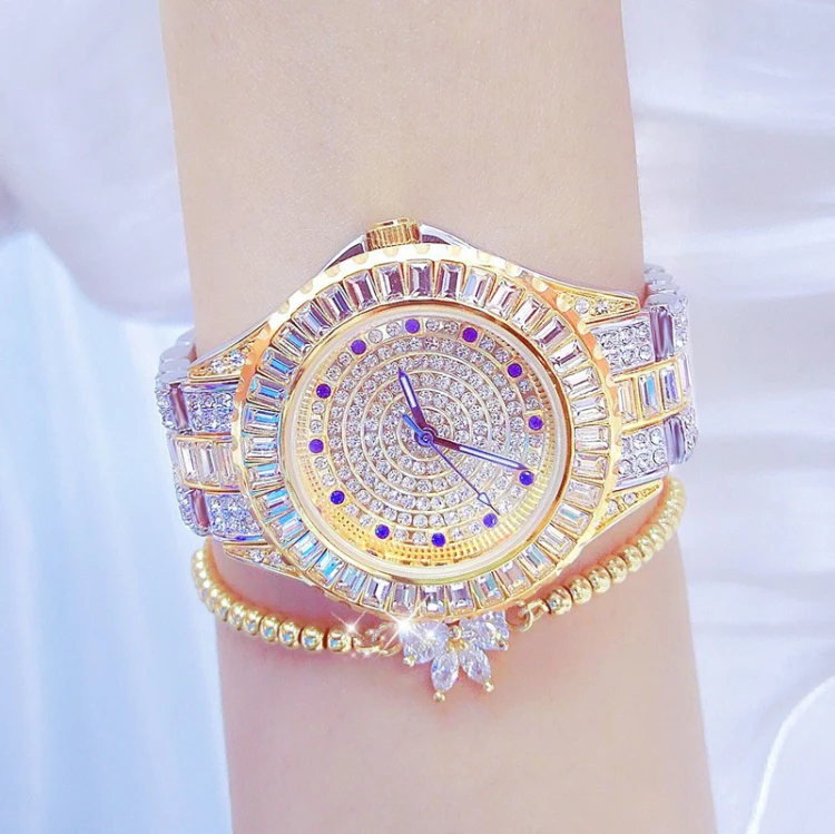 BS Bee Sister FA1686 Diamond Inlaid Ladies Watch Jewelry Chain Watch(Silver Golden) - Image 6