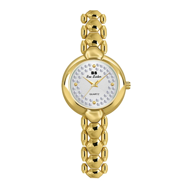 BS Bee Sister FA1691 Ladies Diamond Watch Jewelry Chain Watch(Gold)