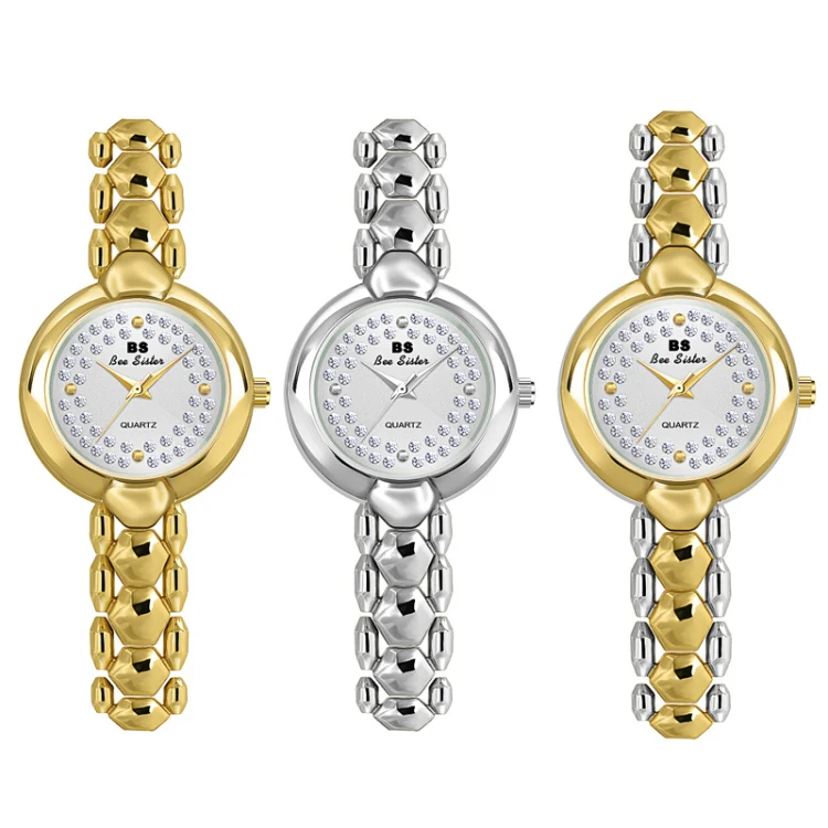 BS Bee Sister FA1691 Ladies Diamond Watch Jewelry Chain Watch(Gold) - Image 2