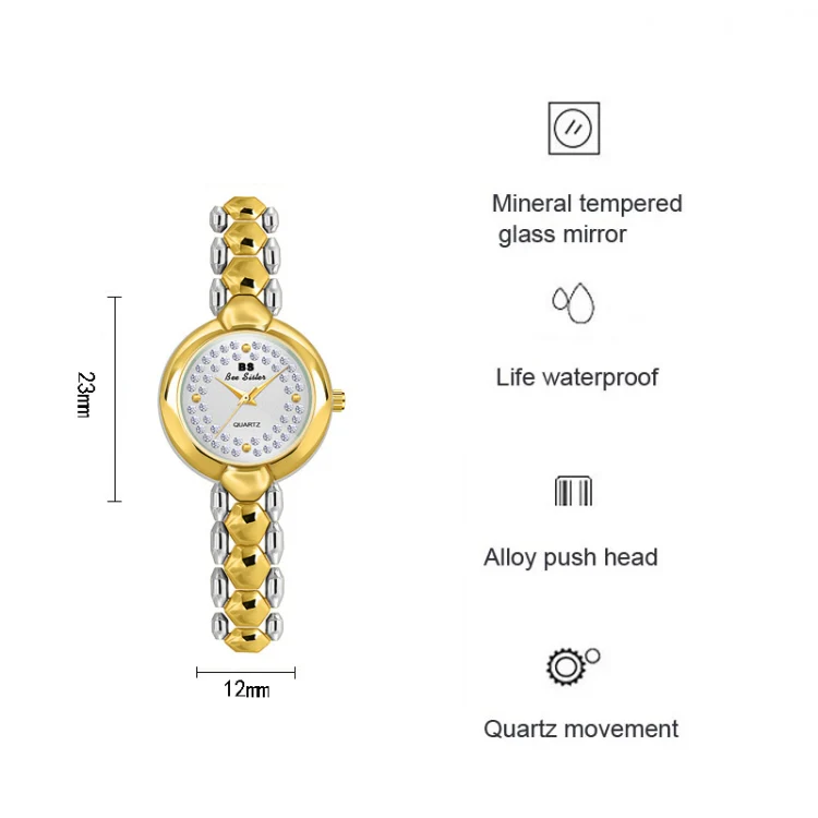 BS Bee Sister FA1691 Ladies Diamond Watch Jewelry Chain Watch(Gold) - Image 3