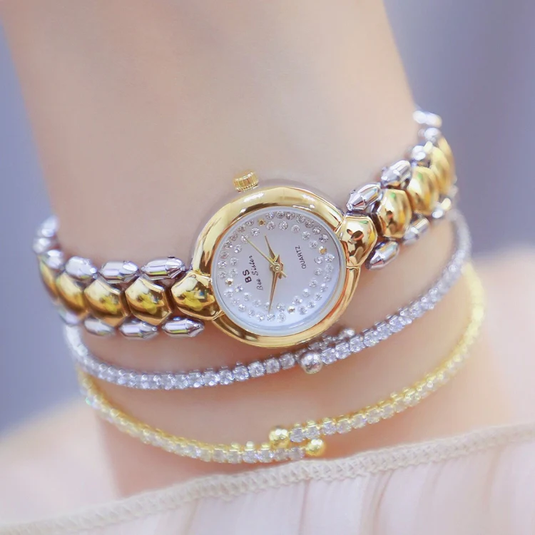 BS Bee Sister FA1691 Ladies Diamond Watch Jewelry Chain Watch(Golden Silver) - Image 7