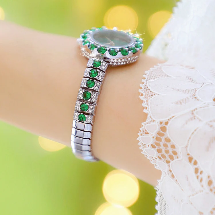 BS Bee Sister FA1698 Ladies Simple Temperament Retro Malachite Texture Small Green Watch(Gold) - Image 5