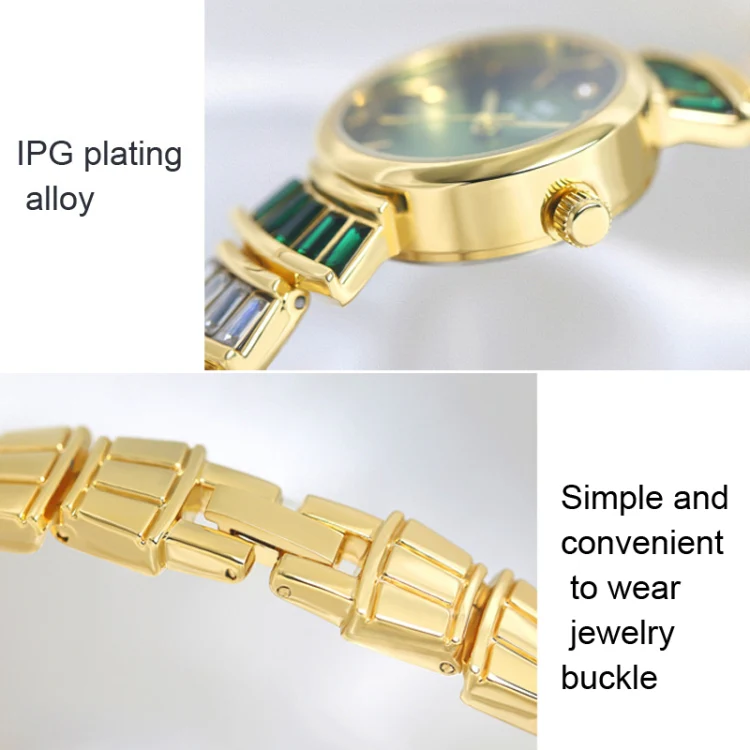 BS Bee Sister FA1700 Diamond Inlaid Ladies Watch Symphony Wrist Watch(Golden Green) - Image 4