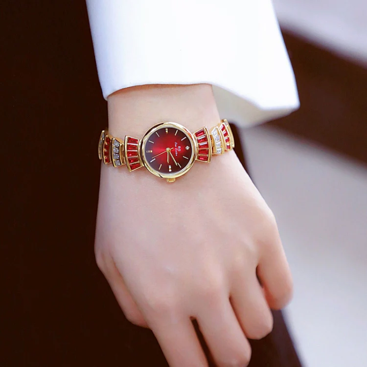 BS Bee Sister FA1700 Diamond Inlaid Ladies Watch Symphony Wrist Watch(Golden Red) - Image 6