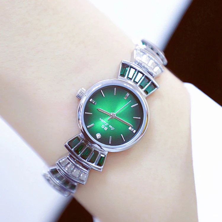 BS Bee Sister FA1700 Diamond Inlaid Ladies Watch Symphony Wrist Watch(Silver Green) - Image 6