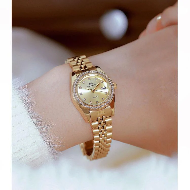 BS Bee Sister FA1787 Women Steel Band Dress Watch Rhinestone Bezel Analog Wristwatch with Date Calendar(Silver) - Image 7