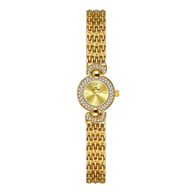 BS Bee Sister FA1841 Vintage Women Bracelet Watch Dainty Small Dial Rhinestone Quartz Dress Watch for Ladies(Gold)