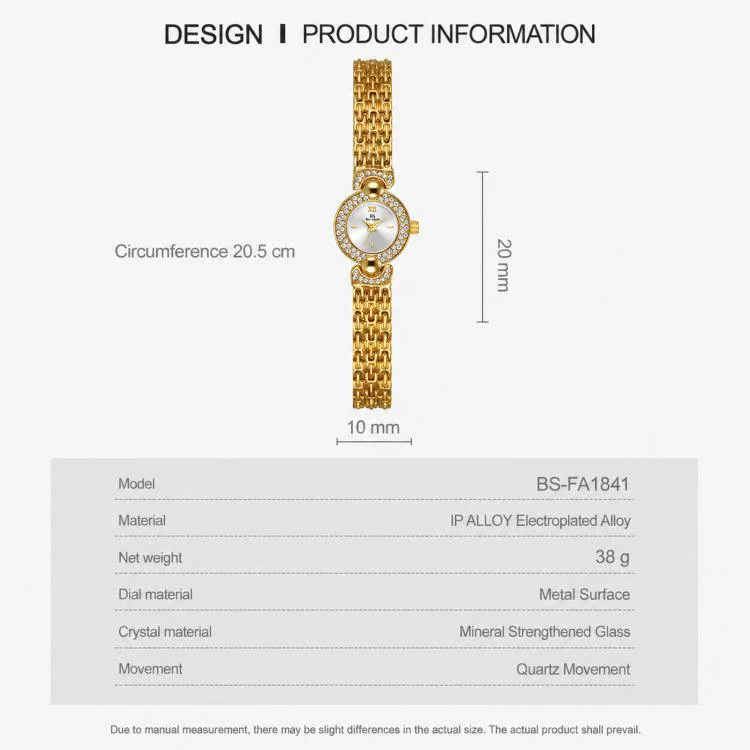 BS Bee Sister FA1841 Vintage Women Bracelet Watch Dainty Small Dial Rhinestone Quartz Dress Watch for Ladies(Gold) - Image 7
