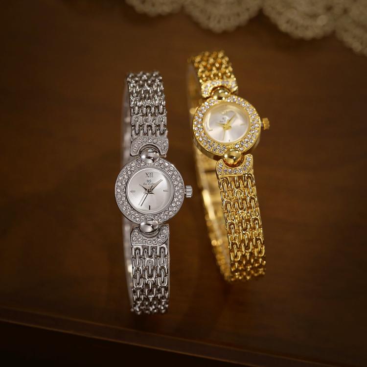 BS Bee Sister FA1841 Vintage Women Bracelet Watch Dainty Small Dial Rhinestone Quartz Dress Watch for Ladies(Gold White) - Image 2
