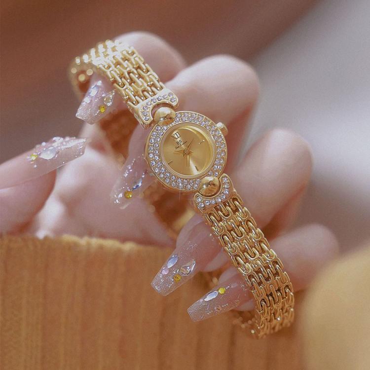BS Bee Sister FA1841 Vintage Women Bracelet Watch Dainty Small Dial Rhinestone Quartz Dress Watch for Ladies(Gold White) - Image 4