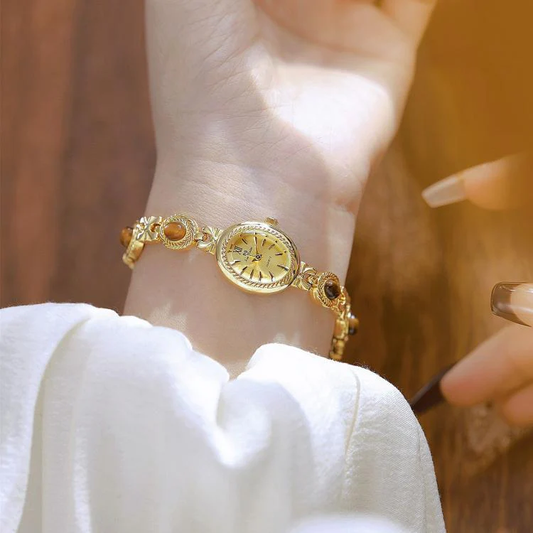 BS Bee Sister FA1859 Women Oval Bracelet Watch Vintage Analog Quartz Jewelry Dress Wristwatch(Jade Champagne) - Image 7