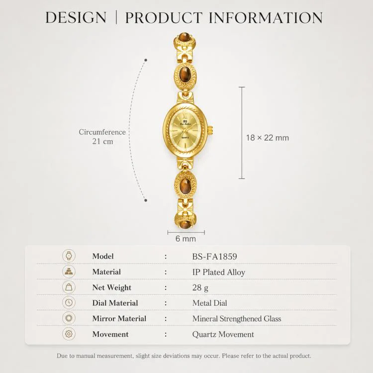 BS Bee Sister FA1859 Women Oval Bracelet Watch Vintage Analog Quartz Jewelry Dress Wristwatch(Jade Champagne) - Image 8