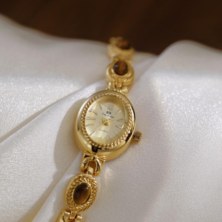 BS Bee Sister FA1859 Women Oval Bracelet Watch Vintage Analog Quartz Jewelry Dress Wristwatch(Jade Gold White) - Image 4