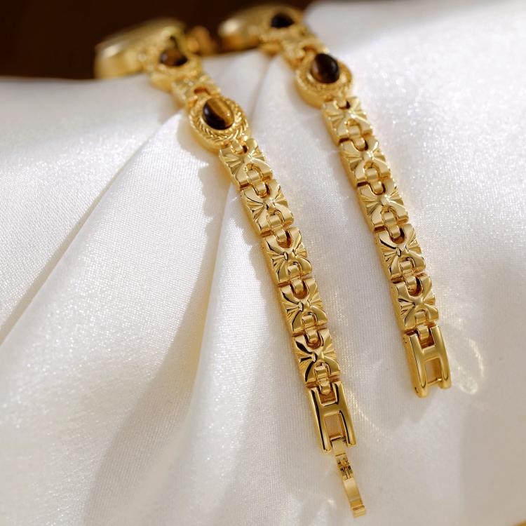 BS Bee Sister FA1859 Women Oval Bracelet Watch Vintage Analog Quartz Jewelry Dress Wristwatch(Tiger Eye Champagne) - Image 5