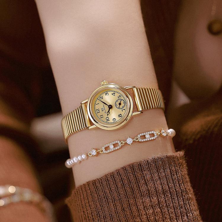 BS Bee Sister FA1870 Womens Vintage Small Round Watch With Bamboo Style Expansion Band & Small Seconds Dial(Silver) - Image 4