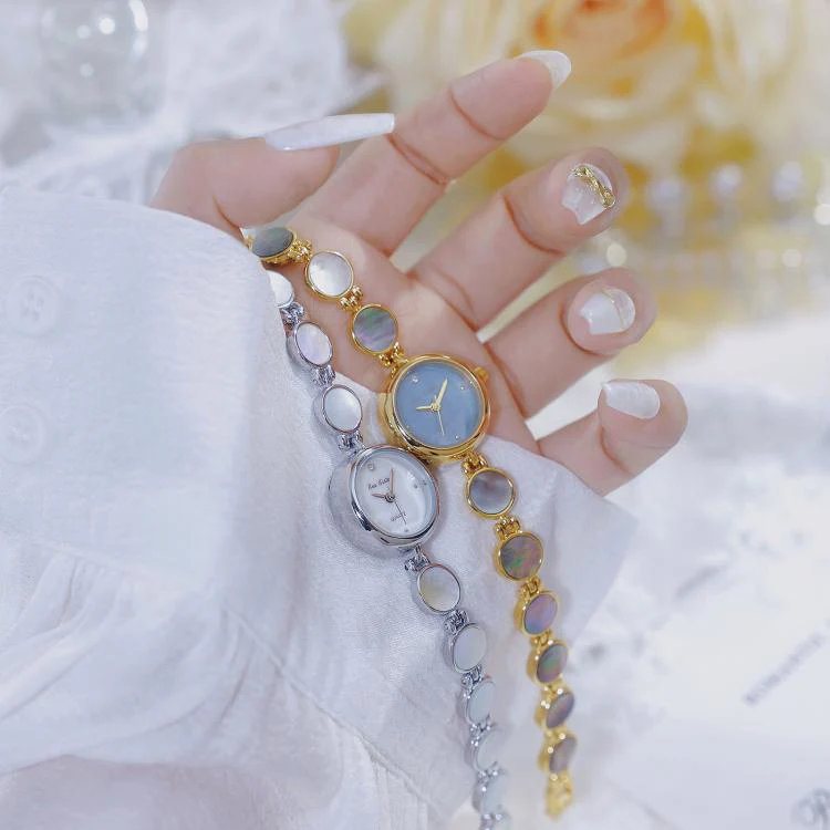 BS Bee Sister FA1873 Women Round Bracelet Watch Vintage Mother of Pearl Style Analog Quartz Dress Wristwatch(Gold White) - Image 4