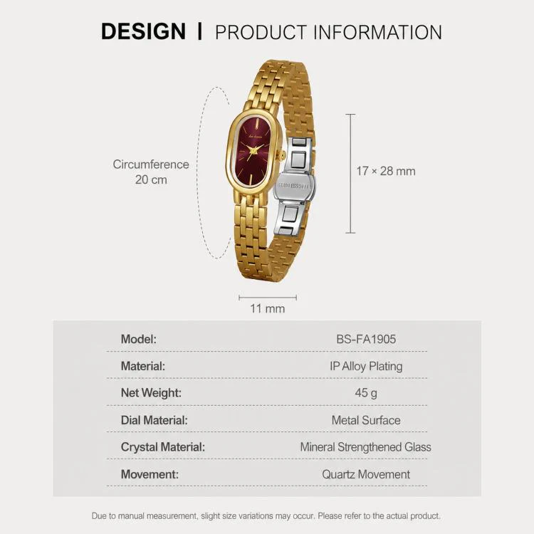 BS Bee Sister FA1905 Womens Vintage Oval Watch Quartz Dress Watch with Butterfly Clasp(Gold Blue) - Image 7