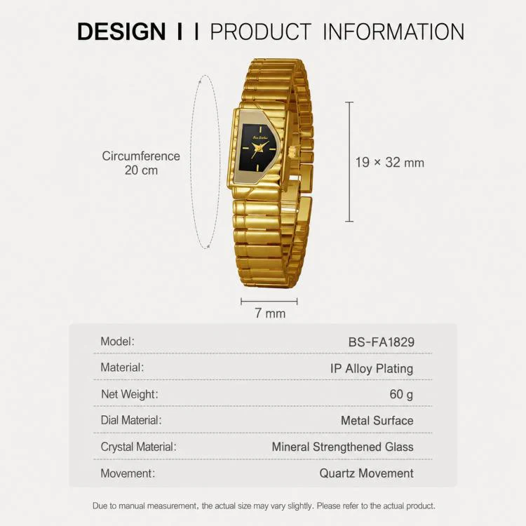 BS Bee Sister FA1927 Womens Vintage Watch Elegant Asymmetrical Geometric Quartz Watch With Metal Strap(Gold White) - Image 7