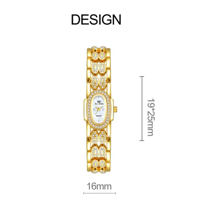 BS Bee Sister Stainless Steel Ladies Bracelet Watch Diamond Wristwatch(Golden Silver) - Image 8